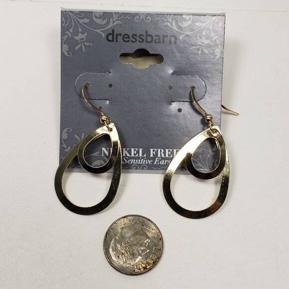 2/$30 Gold tone Double Hoop Teardrop Design 1.75" Earrings - Women  Jewelry - Picture 7 of 7